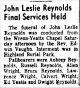 John Leslie Reynolds-Funeral Services