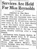 Obit. provided by Carter Powell from The Bee dated 5/6/1941 (Ida Reynolds)