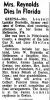 Obit. for Louzeil L. Reynolds provided by Carter Powell from The Bee dated 12/14/1971