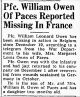 William Leonard Owen-Missing In France