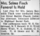 Selma Reynolds Finch-Funeral Services