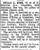 Obit. for Della L. Kirk (nee Ewing)