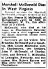 Marshall W McDonald-Obit