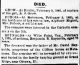 Obit. for Benjamin Bryson Reynolds The Pantagraph dated February 10, 1883 (provided by cpowell)