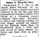 James Adger Reynolds-Death Notice