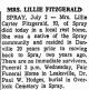 Obit. Lillie Carter Fitzgerald