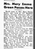 Obit. for Mary Emma Green (nee Arrington)