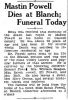 Obit. from William 'Mastin' Powell