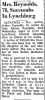 Obit. for Audrey Arthur Reynolds from The Danville Register dated 12/9/1966 provided by Carter Powell