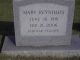 Mary Reynolds Headstone with Oscar Wade Reynolds - I believe this is his Sister; Greenpond Church Cemetery
