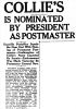 Samuel W Collie-Nominated As Postmaster
